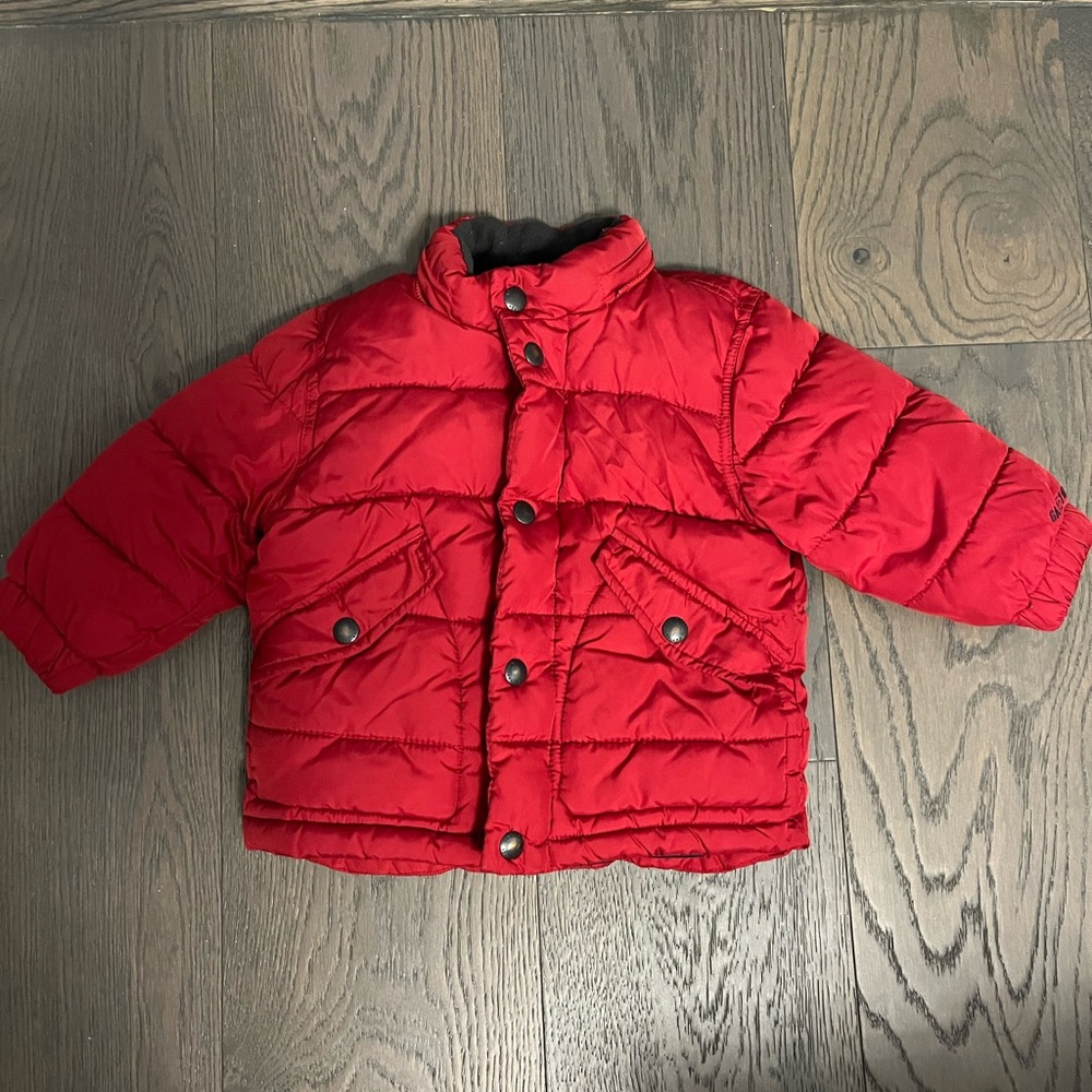 Baby gap red kids winter jacket sz 12-18M no hood VGUC